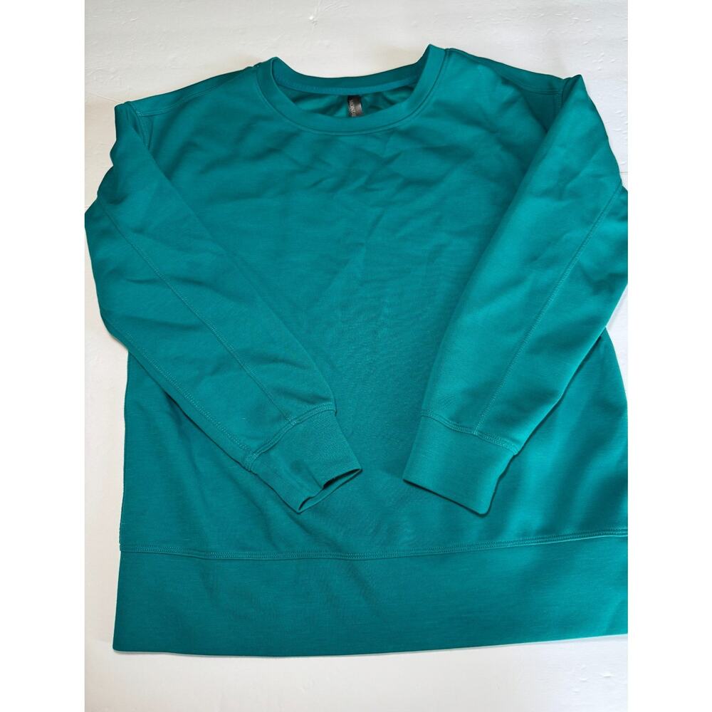 Mondetta Women's Small Teal Crewneck Long Sleeve Athletic Pullover Top Stretch